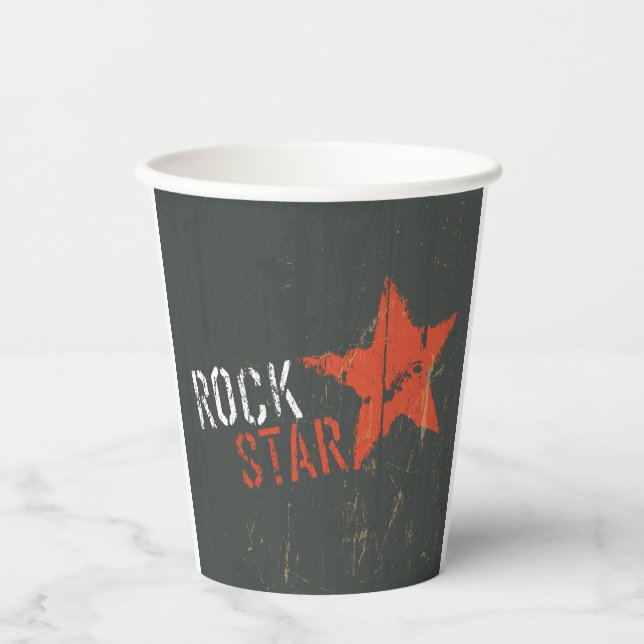 Rock Star Distressed Grunge Red Star Pappbecher (Vorderseite)