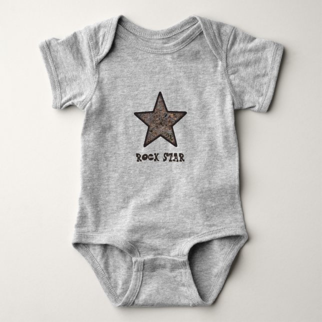 Rock Star Funny Rock Textur mit individuellem Text Baby Strampler (Vorderseite)