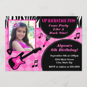 Rock Star Geburtstag Einladung 12x18 Foto-Karte
