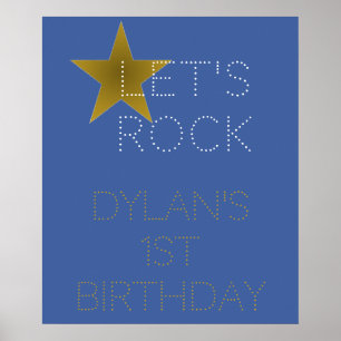 Rock Star Geburtstagsparty Begrüßung Poster Blue G