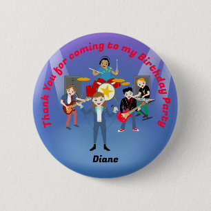 Rock Star Girl Band Geburtstagsparty Button