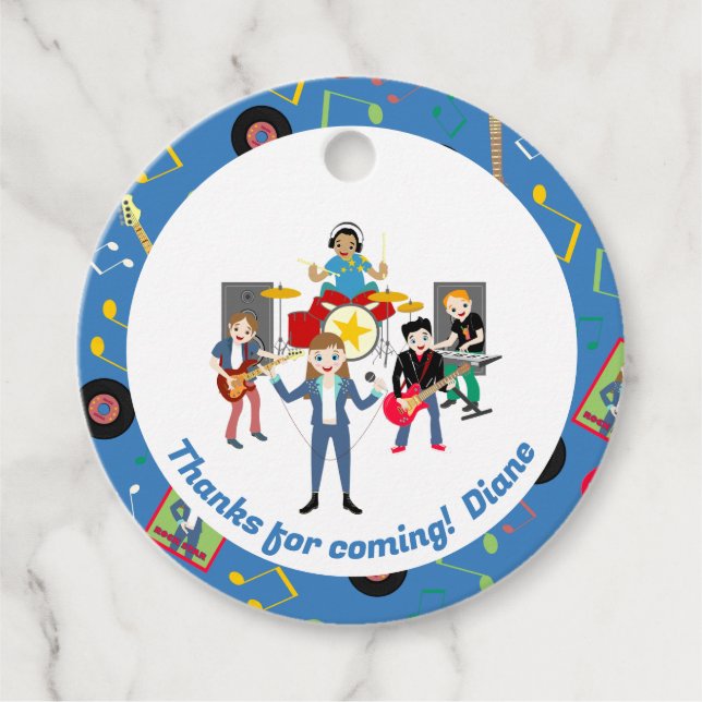 Rock Star Girl Band Geburtstagsparty Geschenkanhänger (Vorderseite)