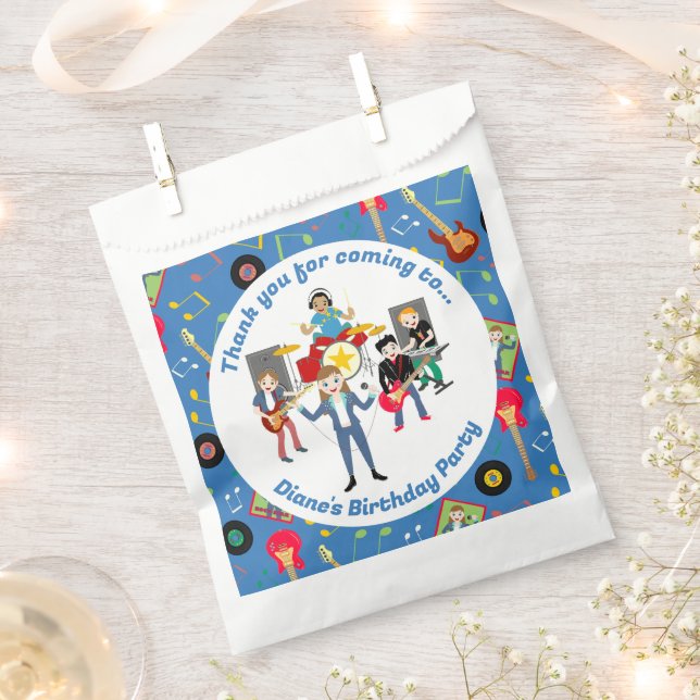 Rock Star Girl Band Geburtstagsparty Geschenktütchen (Ausgeschnitten)