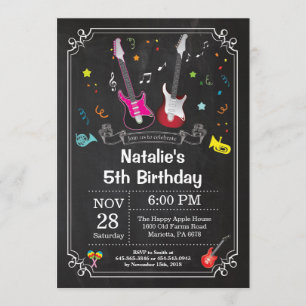 Rock Star Gitarre Birthday Invitation Music Girl Einladung