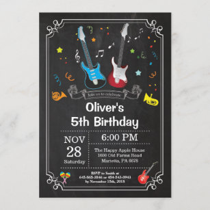 Rock Star Gitarre Geburtstag Einladung Musik Boy