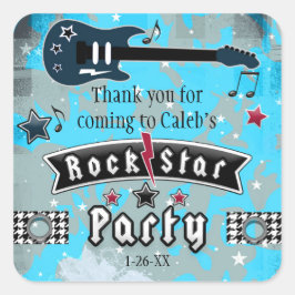 Rock Star Gitarre Geburtstagsparty Gefallen Aufkle Quadratischer Aufkleber