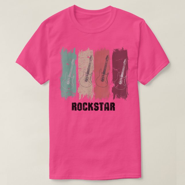 Rock star Gitarre lasse Rock-Retro-Musiker T-Shirt (Design vorne)