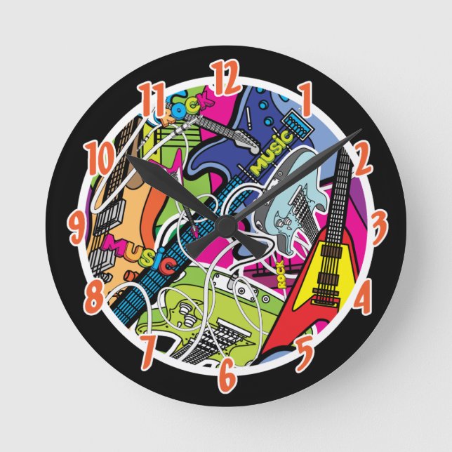 Rock Star Gitarre Rocker Personalisierte Uhr (Vorderseite)