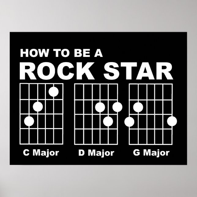Rock Star Gitarren Akkorde Funny Print Poster Spaß (Vorne)
