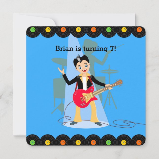 Rock Star Gitarrist Geburtstagsfeier Einladung (Vorderseite)