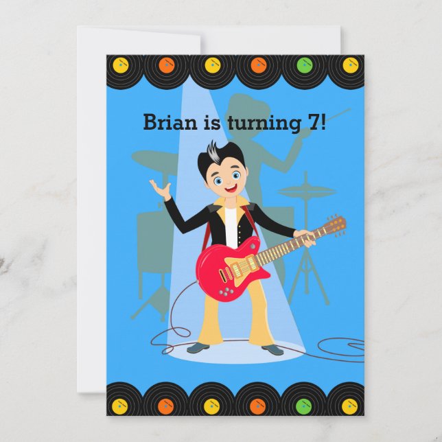 Rock Star Gitarrist Geburtstagsfeier Einladung (Vorderseite)