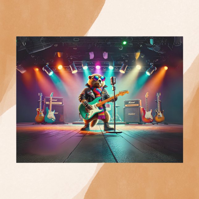 Rock Star Groundhog Postkarte (Von Creator hochgeladen)