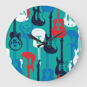 Rock Star: Grunge Gitarrenmuster Große Wanduhr