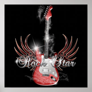 Rock Star Guitar Wing Poster