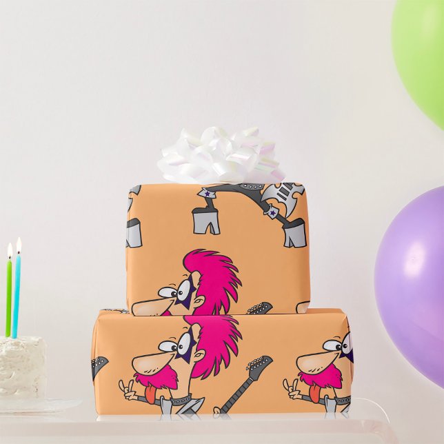 Rock Star Impersonator Rocker Wrapping Paper Geschenkpapier (Von Creator hochgeladen)