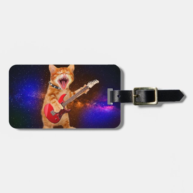 Rock-Star-Katze Gepäckanhänger (Vorderseite horizontal)