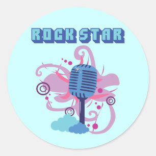 Rock-Star-Mikrofon Runder Aufkleber