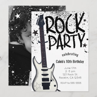 Rock Star Party Gitarre Geburtstag Foto Einladunge Einladung