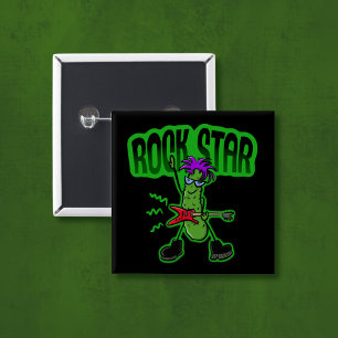 Rock Star Pickle - Funny Cartoon Button