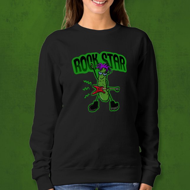 Rock Star Pickle - Funny Cartoon Sweatshirt (Von Creator hochgeladen)