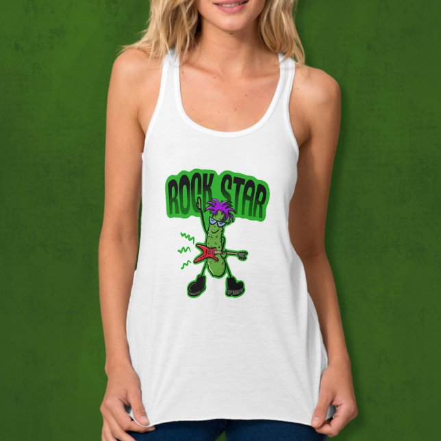 Rock Star Pickle - Funny Cartoon Tank Top (Von Creator hochgeladen)