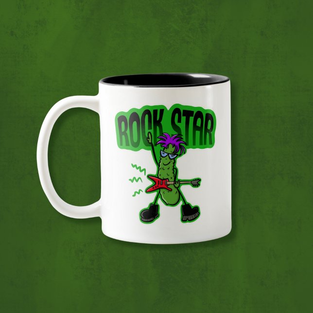 Rock Star Pickle - Funny Cartoon Zweifarbige Tasse (Von Creator hochgeladen)