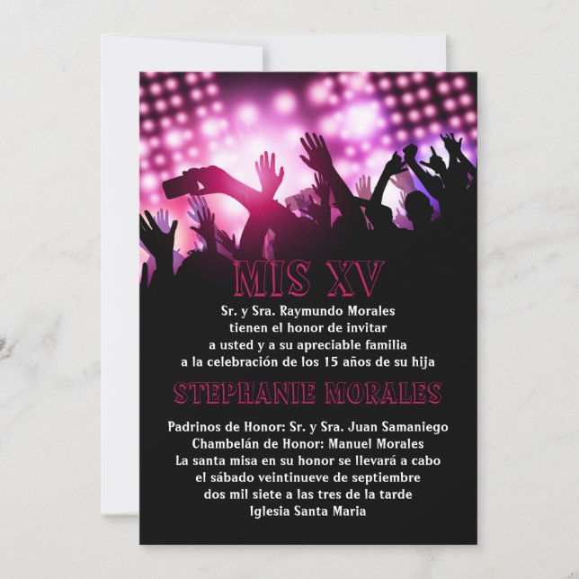 Rock Star Quinceanera Einladung (Vorderseite)