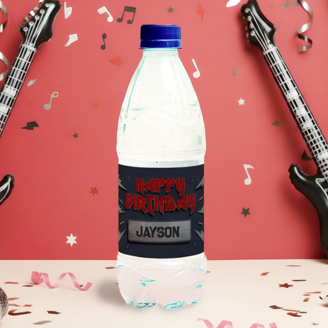 Rock Star - Rock and Roll Birthday Flasche Label Wasserflaschenetikett (Rock Star - Rock and Roll Birthday Bottle Label)