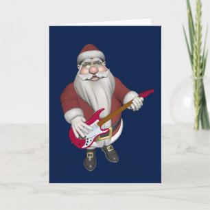 Rock Star Santa mit Red Electric Gitarre Feiertagskarte