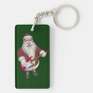 Rock Star Santa mit Red Electric Gitarre Schlüsselanhänger