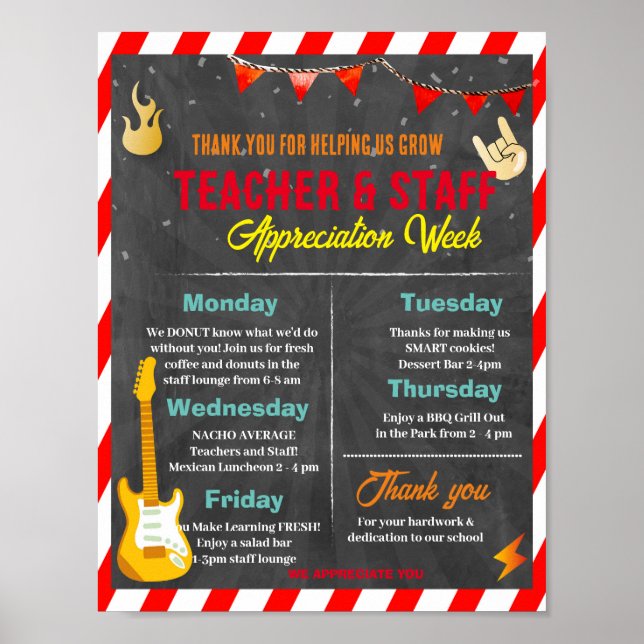 Rock Star Teacher and Staff Apprecive Week Poster (Vorne)