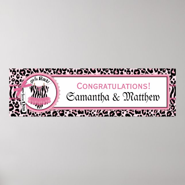 Rock Star Tutu Baby Shower Banner für Girl PKBK Poster (Vorne)