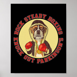 Rock Steady Boxing Parkinson - Boxer Dog with Re Poster