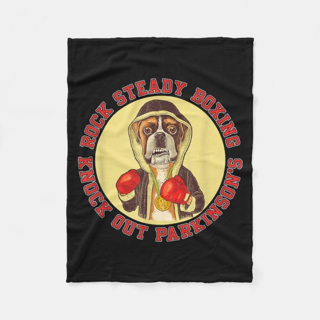 Rock Steady Boxing Parkinson - Boxerhund mit Rot Fleecedecke (Vorderseite)