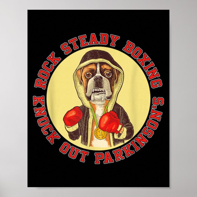 Rock Steady Boxing Parkinson - Boxerhund mit Rot Poster (Vorne)