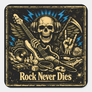 Rock stirbt nie – Unsterblicher Rockgeist Quadratischer Aufkleber