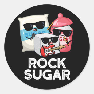 Rock Sugar Funny Food Pub Dark BG Runder Aufkleber