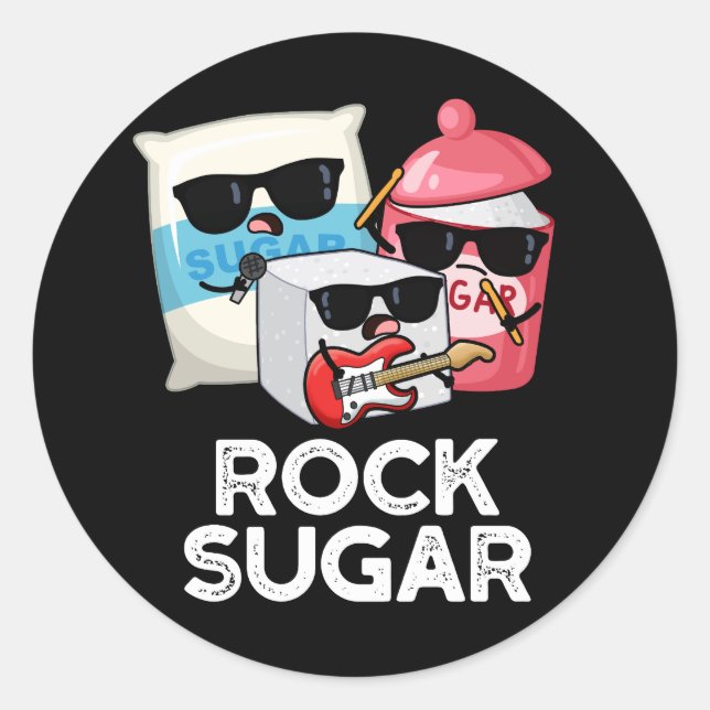 Rock Sugar Funny Food Pub Dark BG Runder Aufkleber (Vorderseite)