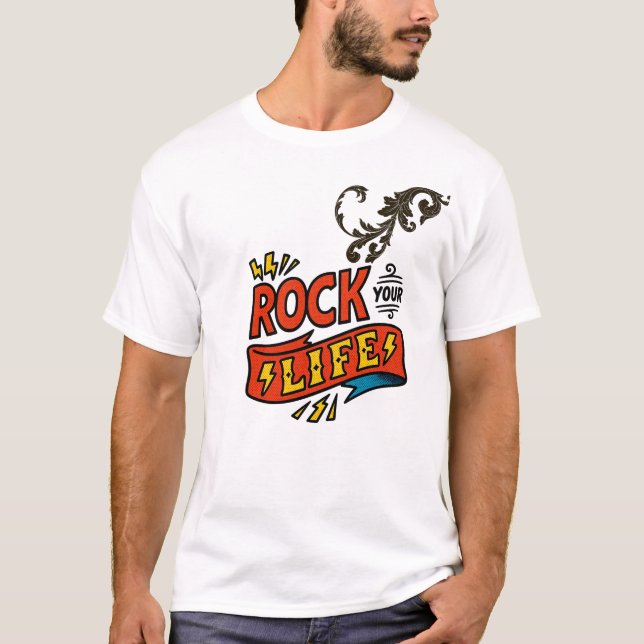 Rock Surfer Vintage-Comic-Stil T-Shirt (Vorderseite)