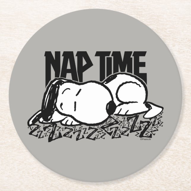Rock-T-Shirts | Snoopy Nickerchen Time Runder Pappuntersetzer (Vorderseite)