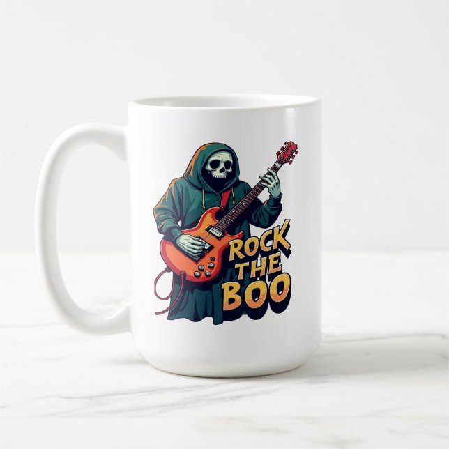 Rock the Boo - Halloween Skeleton Gitarrendesign Kaffeetasse (Links)
