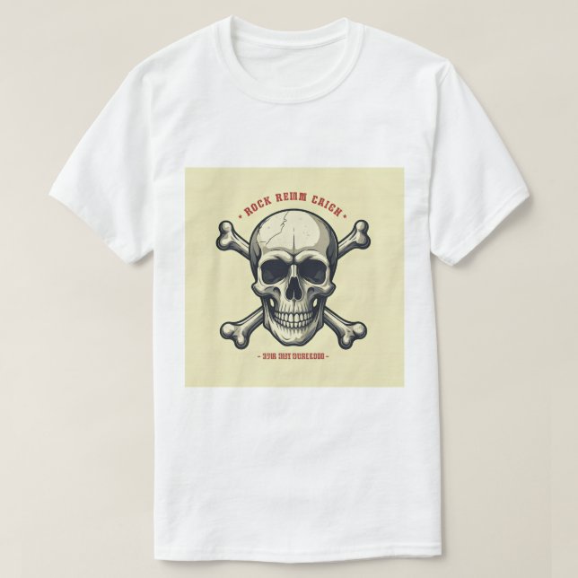 "Rock the Rebellion: Bold Skull & Crossbones T-Shi T-Shirt (Design vorne)