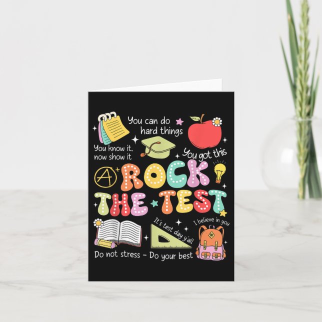 Rock the Test Day Staar Staat Testing Teacher Moti Karte (Vorderseite)