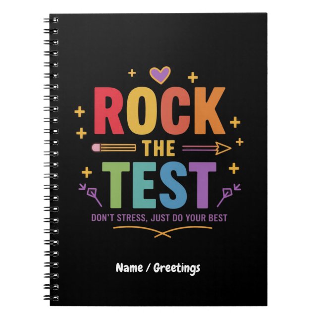 Rock the Test Don't Stress Funny Motivierend Notizblock (Vorderseite)