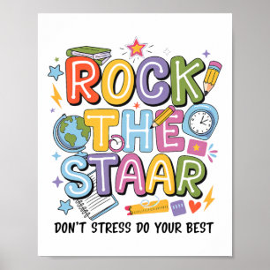 Rock The Test Staar Tag Lehrer Motivations-Testi Poster