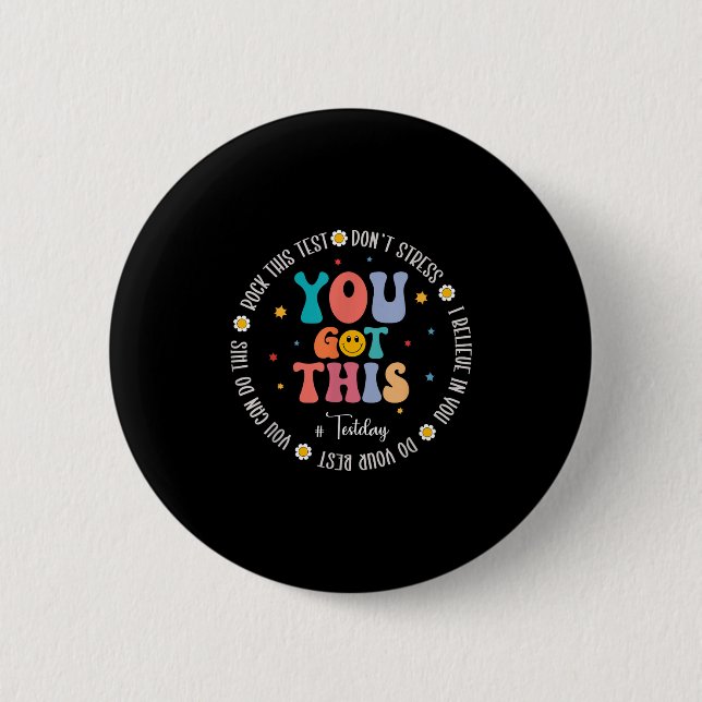 Rock The Test Teacher Testing Day Motivational Tes Button (Vorderseite)