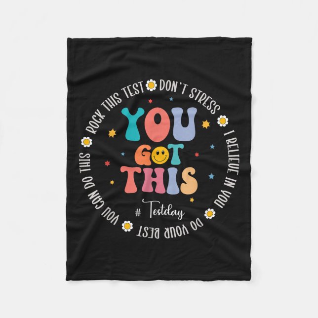 Rock The Test Teacher Testing Day Motivational Tes Fleecedecke (Vorderseite)
