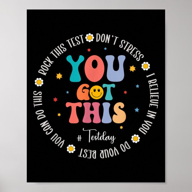 Rock The Test Teacher Testing Day Motivational Tes Poster (Vorne)