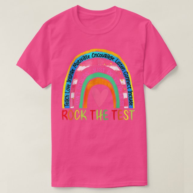 Rock The Test Test Day Teacher Testing Day Rainbow T-Shirt (Design vorne)