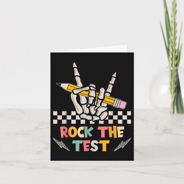 Rock the Test Testday Hand Skeleton Lehrer St. Karte (Vorderseite)